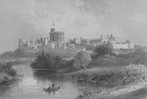 Windsor Castle, fra The Gallery of Geography av pastor Thomas Milner, utgitt ca. 1880 av English School