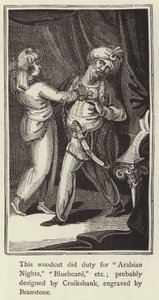 Tresnitt som gjorde plikt for Arabian Nights, Bluebeard, etc (gravering) av English School