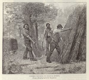 Tremenn forbereder seg på trekullbrenning av English School