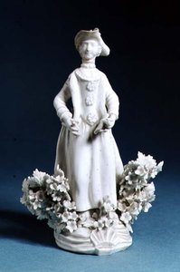 Worcester-figur av en idrettsmann, umalt, sent på 1700-tallet (porselen) av English School