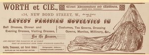 Worth et Cie, 134 New Bond Street, London, annonse av English School