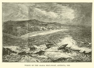 Vraket av Maria Mail-båten, Antigua, 1826 av English School