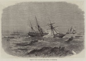 Vraket av dampskipet Earl Percy ved Tynemouth (gravering) av English School