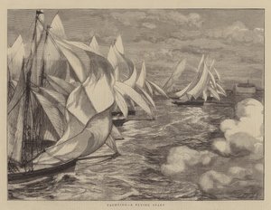 Yachting, en flyvende start (gravering) av English School