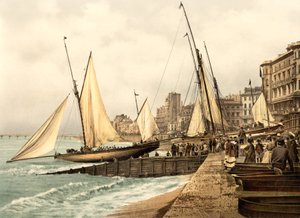 Yachter starter, Hastings (håndfarget bilde)