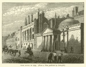 York House i 1795, fra en visning utgitt av Colnaghi (gravering) av English School