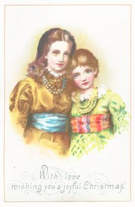 Junge Mädchen, Weihnachtskarte