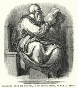 Zechariah, fra freskene, i det sixtinske kapell, av Michael Angelo (gravering) av English School