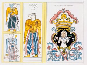 Zodiac-symboler, fra The History and Doctrine of Buddhism av Edward Upham, 1829 av English School