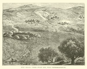 Zulu Kraals under Zwart Kop, nær Pietermaritzburg av English School