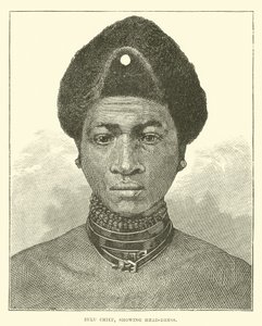 Zulu-høvding, viser hodeplagg av English School