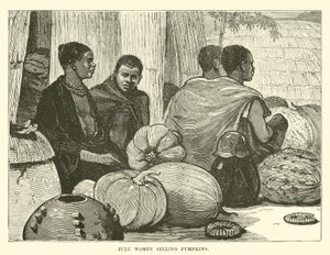 Zulu kvinner som selger gresskar av English School