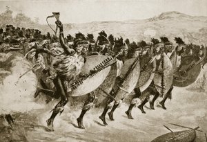 Zuluer rykker frem til angrep ved Kambula Hill, 29. mars 1879 av English School