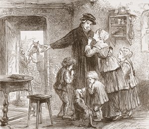 Zwingle drar for å bli med i hæren, illustrasjon fra The History of Protestantism av James Aitken Wylie (1808-1890), pub. 1878 av English School