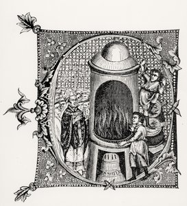 Historikert initial C fra Divinorum Officiorum av William Durand, illustrasjon fra vitenskap og litteratur i middelalderen og renessansen, skrevet og gravert av Paul Lacroix, 1878 ( av English School English School
