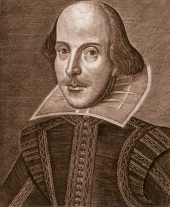 Portrett av William Shakespeare, gravert av Martin Droeshout (ca. 1560-c. 1642), 1623 av English School English School