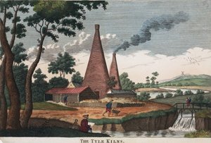 The Tyle Kilns, 1780-1830 (håndfarget etsning) av English School English School