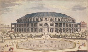 Utsikt over Royal Albert Hall (fargegravering) av English School English School
