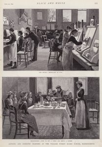 Kunstnerisk og huslig trening ved William Street Board School, Hammersmith, London (litho)