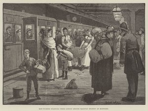 Hoppplukkere som starter fra London Bridge Railway Station ved midnatt av Enoch Ward