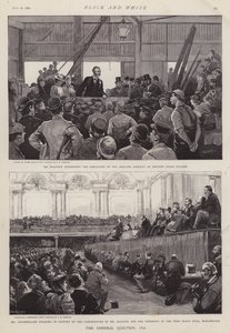 Scener fra den britiske valgkampen i 1892 (litho)