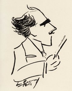 Arturo Toscanini (1867-1957) italiensk dirigent i en karikatur av Enrico Caruso (italiensk tenor). av Enrico Caruso