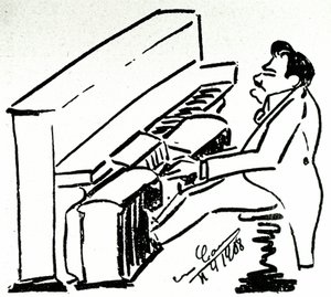 Autokarikatur av den lyriske sangeren Enrico Caruso i pianolaen av Enrico Caruso