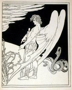 A Giant Angel fra boken Judah illustrert av Ephraim Moses Lilien (1874-1925). Lilian regnes som faren til sionistisk ikonografi, skapt i Jugendstil (tysk art nouveau)-stil. Han illustrerte 'Juda' (1900), en bok med bibelsk poesi av a