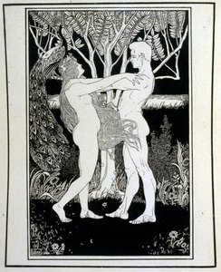 Adam og Eva (uskyld), fra boken Juda illustrert av Ephraim Moses Lilien (1874-1925). Lilian regnes som faren til sionistisk ikonografi, skapt i Jugendstil (tysk art nouveau)-stil. Han illustrerte 