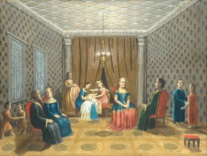 Egyptisk scene muligens Moses og Zipporah, 1865-80.