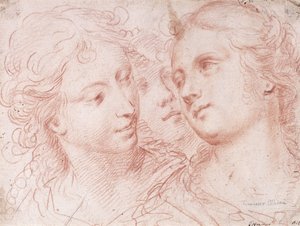 Tre studier av kvinnelige hoder av Ercole Procaccini