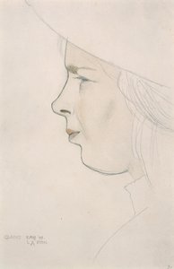 Portrett av kunstnerens søster Gladys Laughton, 8. august 1909 (blyant og farget vask)