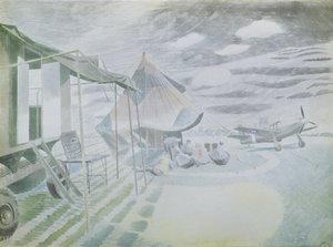 Mustang og telt, ca. 1942 (wc) av Eric Ravilious