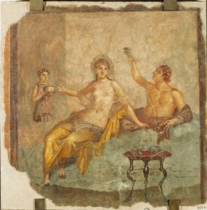 Bankettscene: ung mann og kurtisane