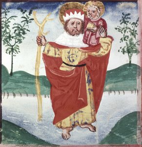 Detail einer ganzseitigen Miniatur: Heiliger Christophorus von Erich Lessing