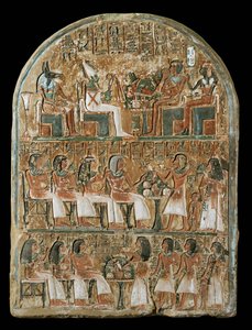 Stele med familien til Arinefer, fra gravkapell i Deir el-Medina … av Erich Lessing