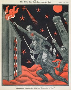 'The Progression of Hitler', illustrasjon fra Simplicissimus av Erich Schilling