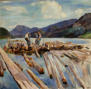 Drive logs in Kviteseid (Floating timber)
