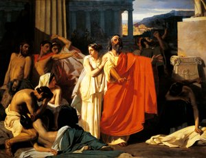 Ødipus og Antigone under pesten i Theben, av Eugene-Ernest Hillemacher (1818-1887)