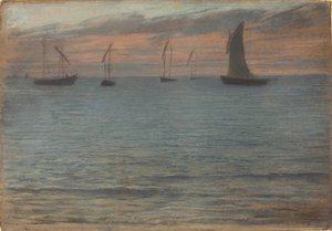 Et havlandskap ved solnedgang