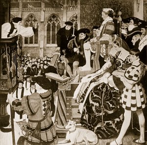 Latimer forkynner før Edward VI, illustrasjon fra 'Hutchinson's Story of the British Nation', ca. 1923
