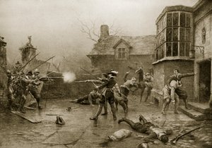 Den siste standen til Gunpowder Conspirators, 1606, illustrasjon fra 