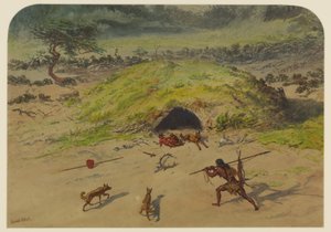 Forhistorisk scene, 1871 av Ernest Henry Griset