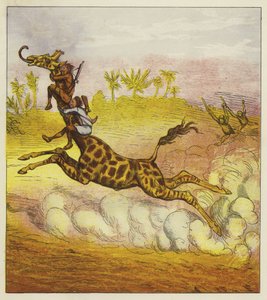 The Brothers Bold unnslipper gorillaene ved å ri på en sjiraff av Ernest Henry Griset