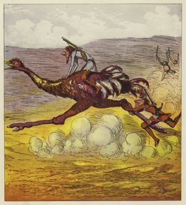 The Brothers Bold unnslipper gorillaene ved å ri på en struts av Ernest Henry Griset