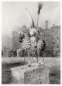 Statuen på Leicester Square, onsdag morgen 17. oktober 1866 (penn og blekk og wc på papir) av Ernest Henry Griset