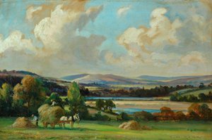 Høyproduksjon i Yorkshire (olje på lerret) av Ernest Higgins Rigg