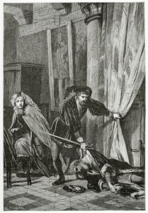 Scene fra Hamlet, 1800-tallet (bw-gravering)