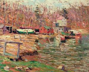 Harlem River Scene (olje på masonitt) av Ernest Lawson