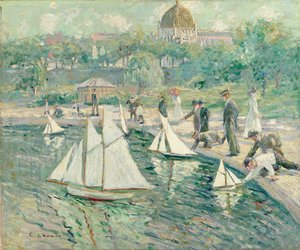 Model Sailboat Pond, Central Park, New York (olje på lerret)